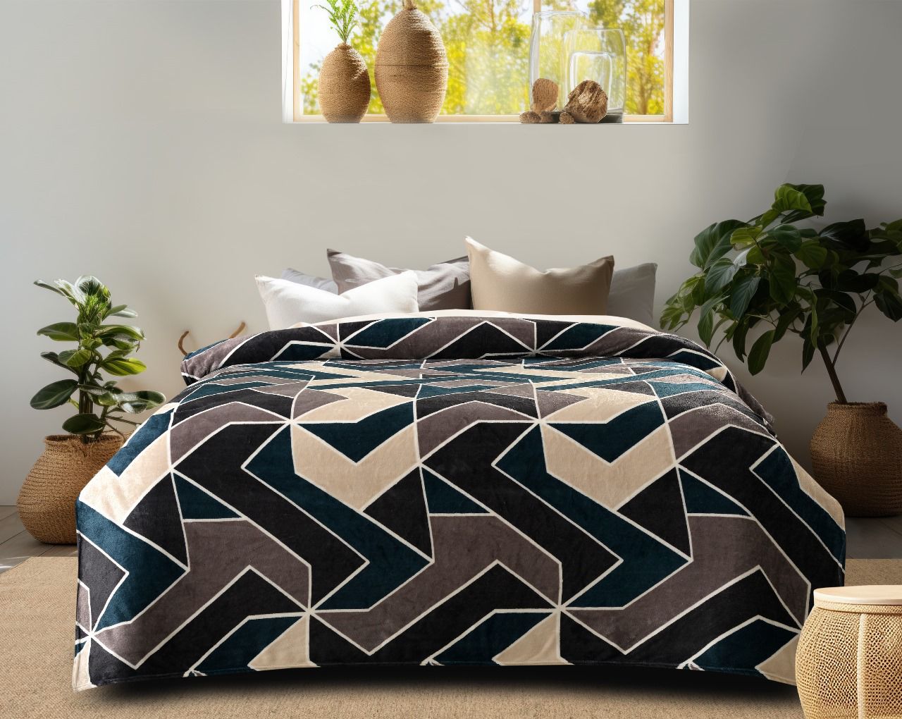 Premium Soft Cotton AC Blanket – Elegant Floral Print – All-Season Comforter