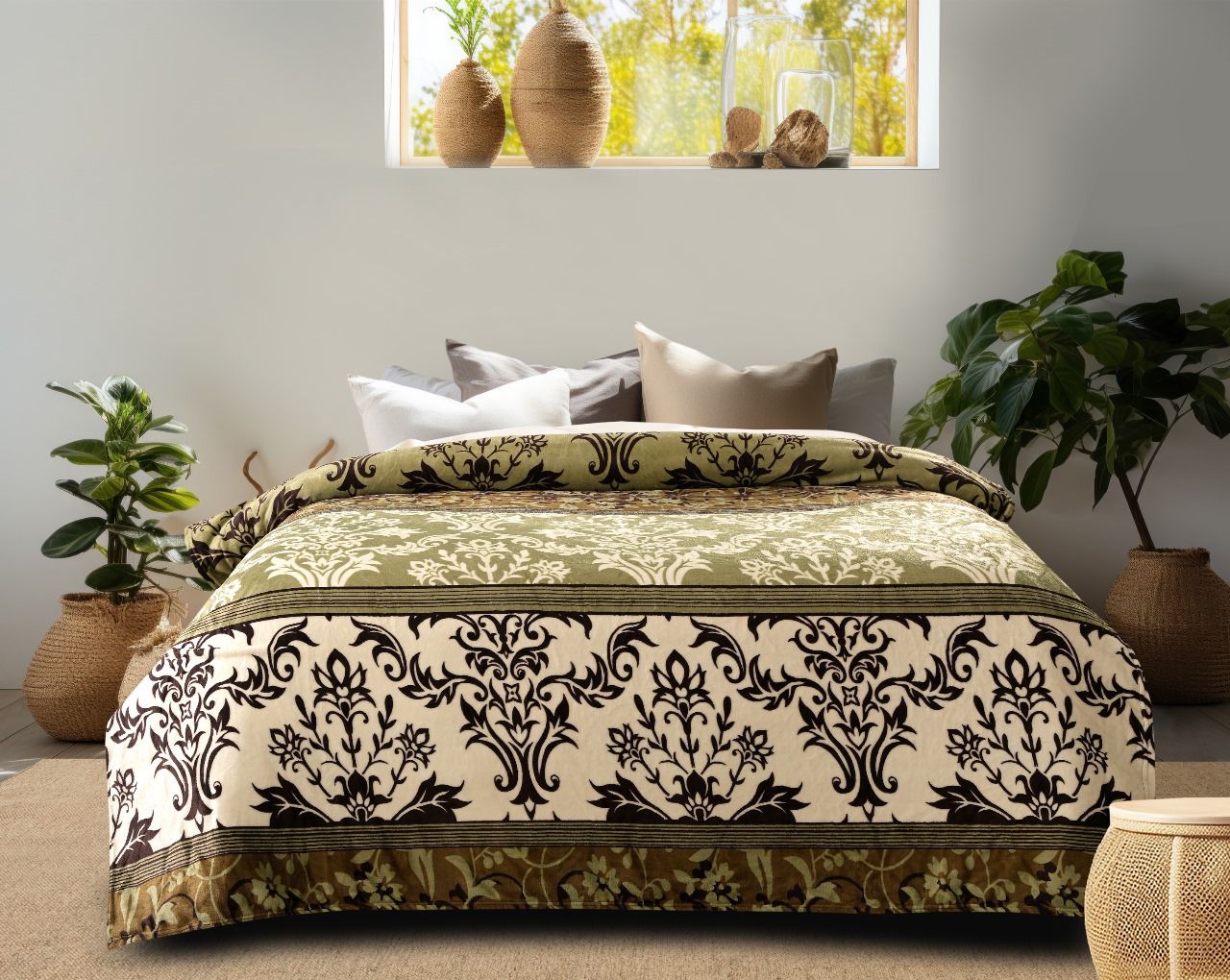 Premium Soft Cotton AC Blanket – Elegant Floral Print – All-Season Comforter