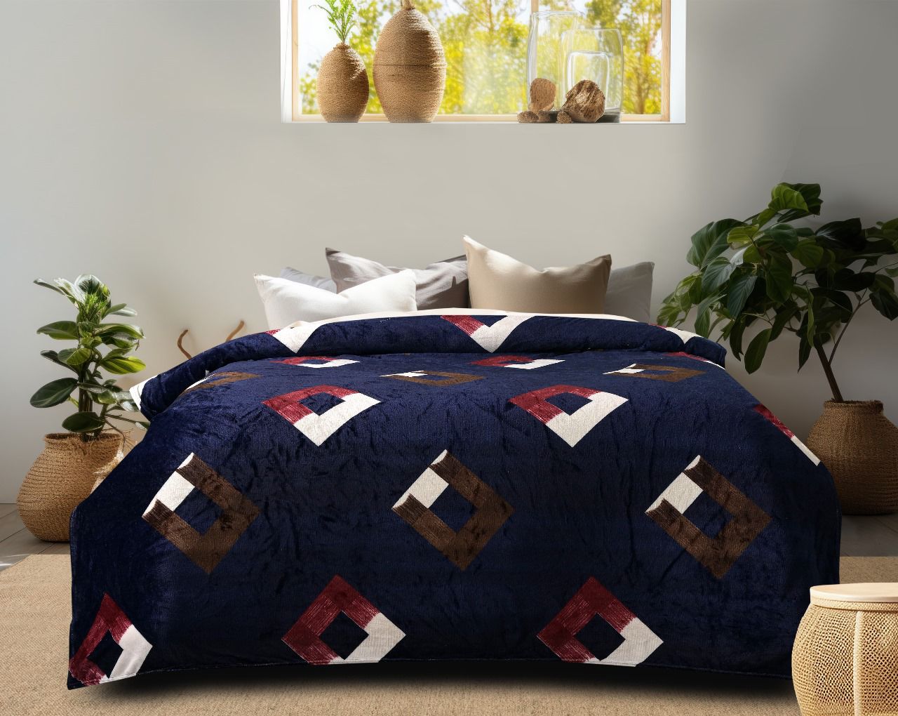 Premium Soft Cotton AC Blanket – Elegant Floral Print – All-Season Comforter