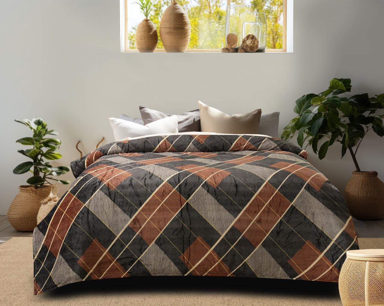 Premium Soft Cotton AC Blanket – Elegant Floral Print – All-Season Comforter