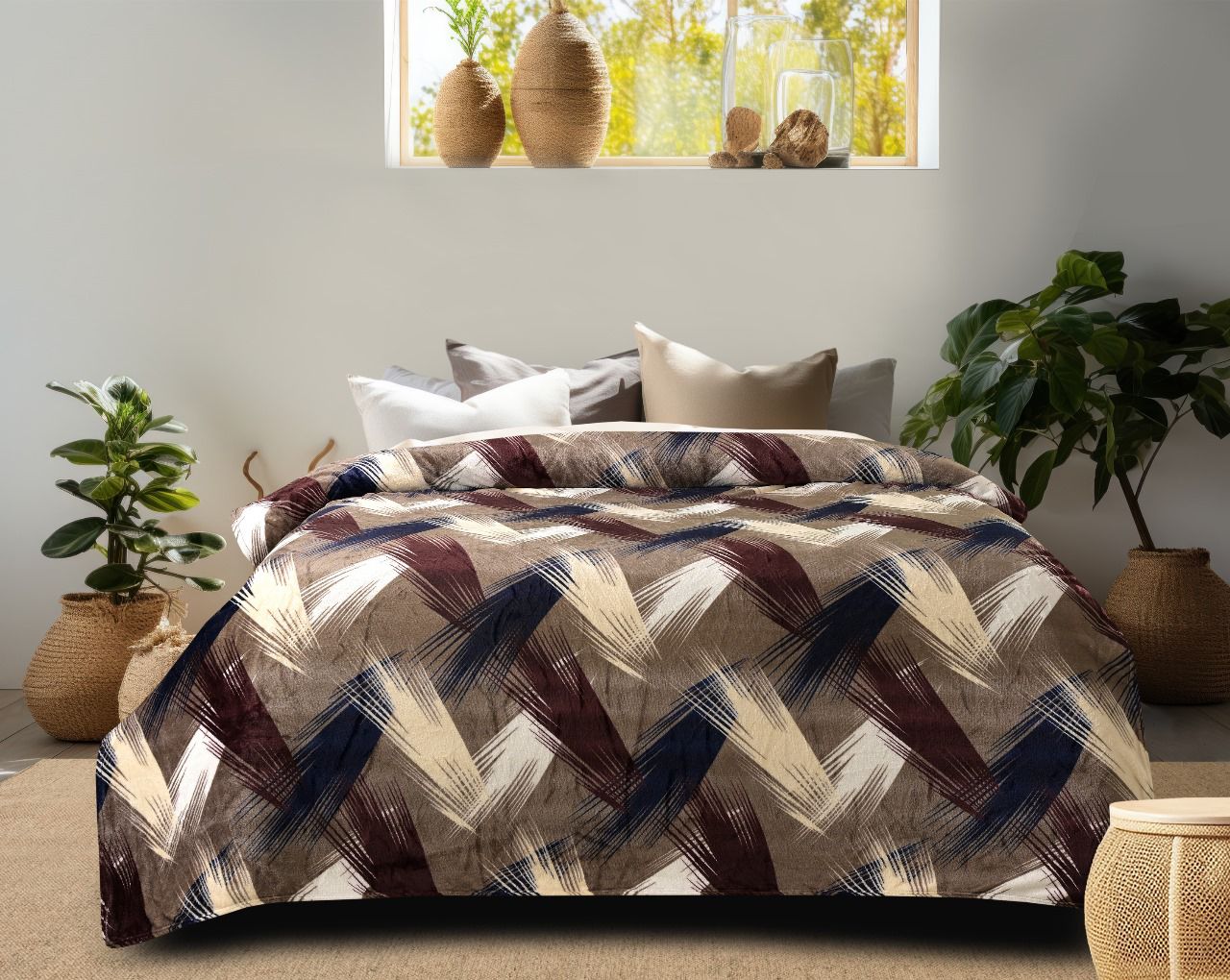 Premium Soft Cotton AC Blanket – Elegant Floral Print – All-Season Comforter