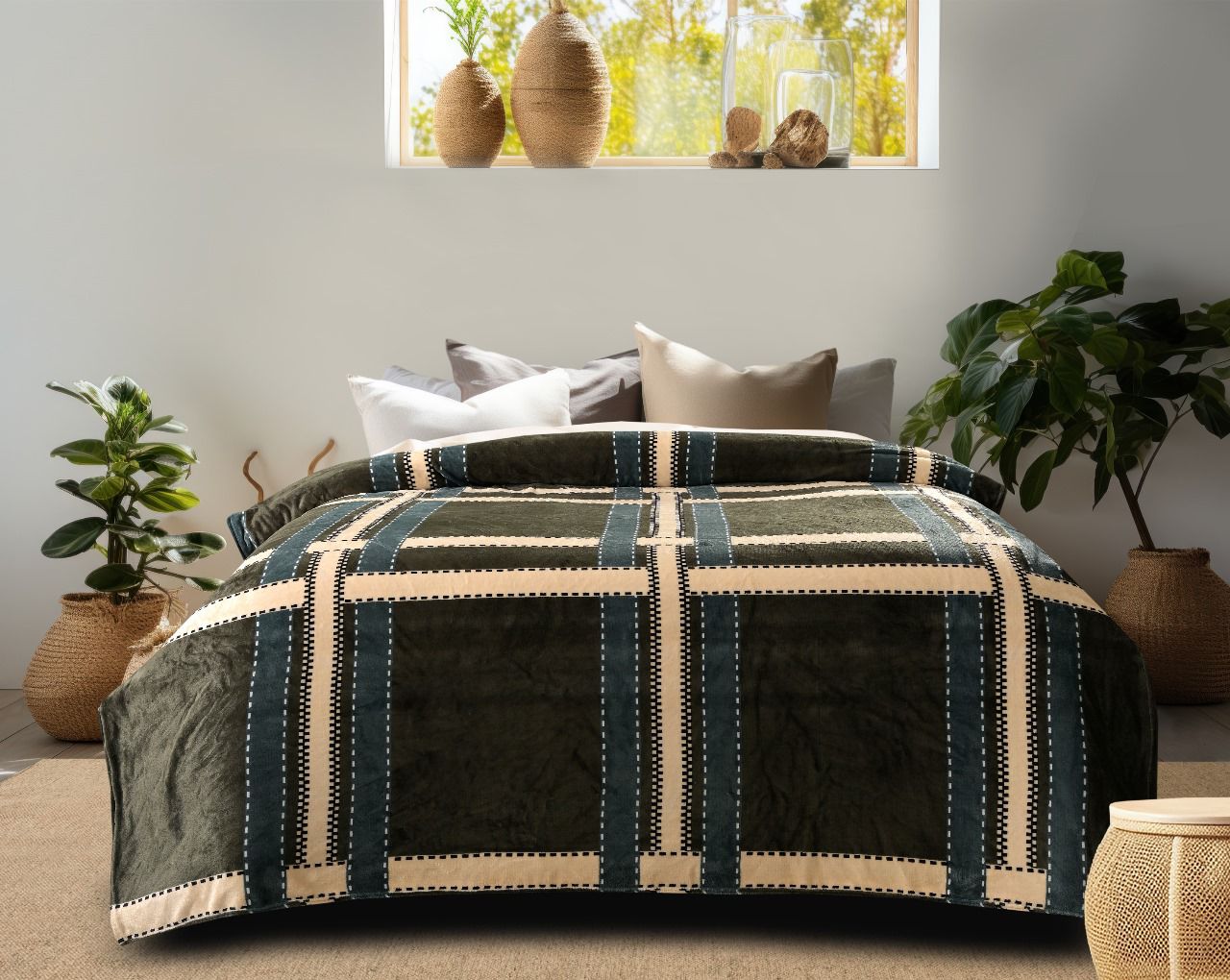 Premium Soft Cotton AC Blanket – Elegant Floral Print – All-Season Comforter