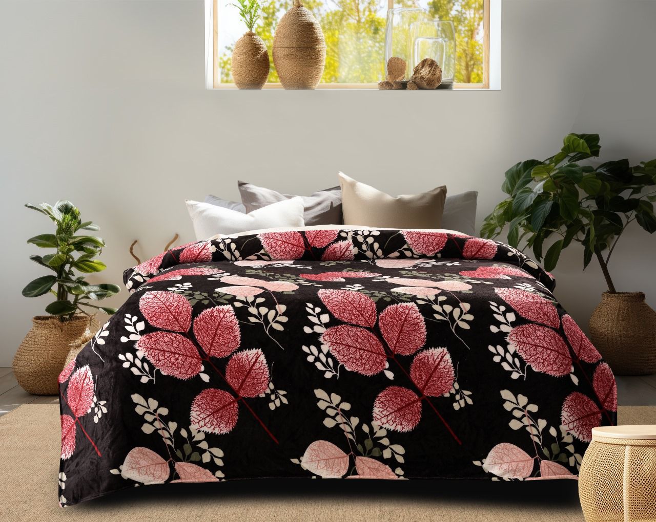Premium Soft Cotton AC Blanket – Elegant Floral Print – All-Season Comforter