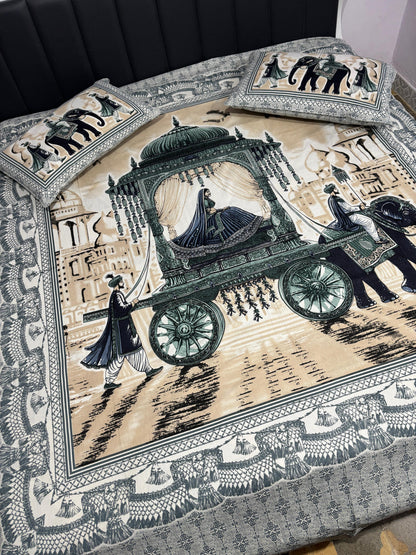 Printed Cotton Bedsheet Set – Full Size (93x108 inches)