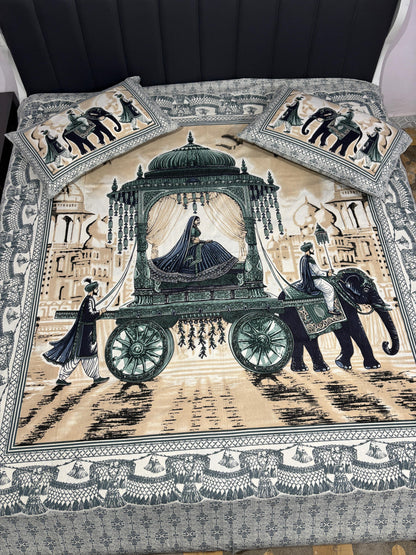 Printed Cotton Bedsheet Set – Full Size (93x108 inches)