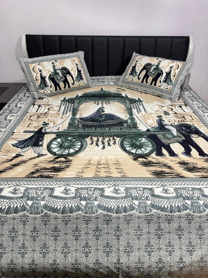 Printed Cotton Bedsheet Set – Full Size (93x108 inches)