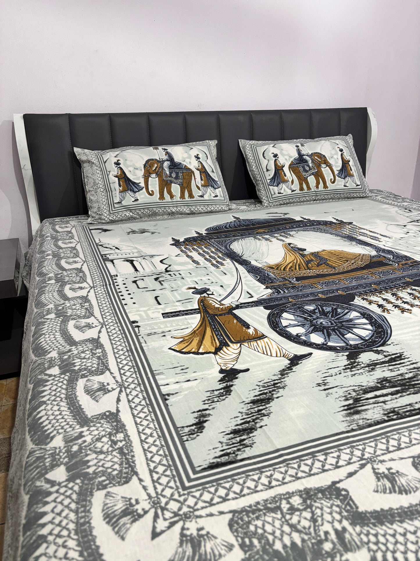 Printed Cotton Bedsheet Set – Full Size (93x108 inches)