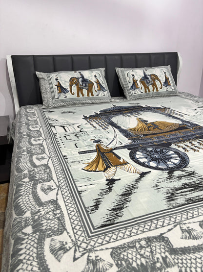 Printed Cotton Bedsheet Set – Full Size (93x108 inches)