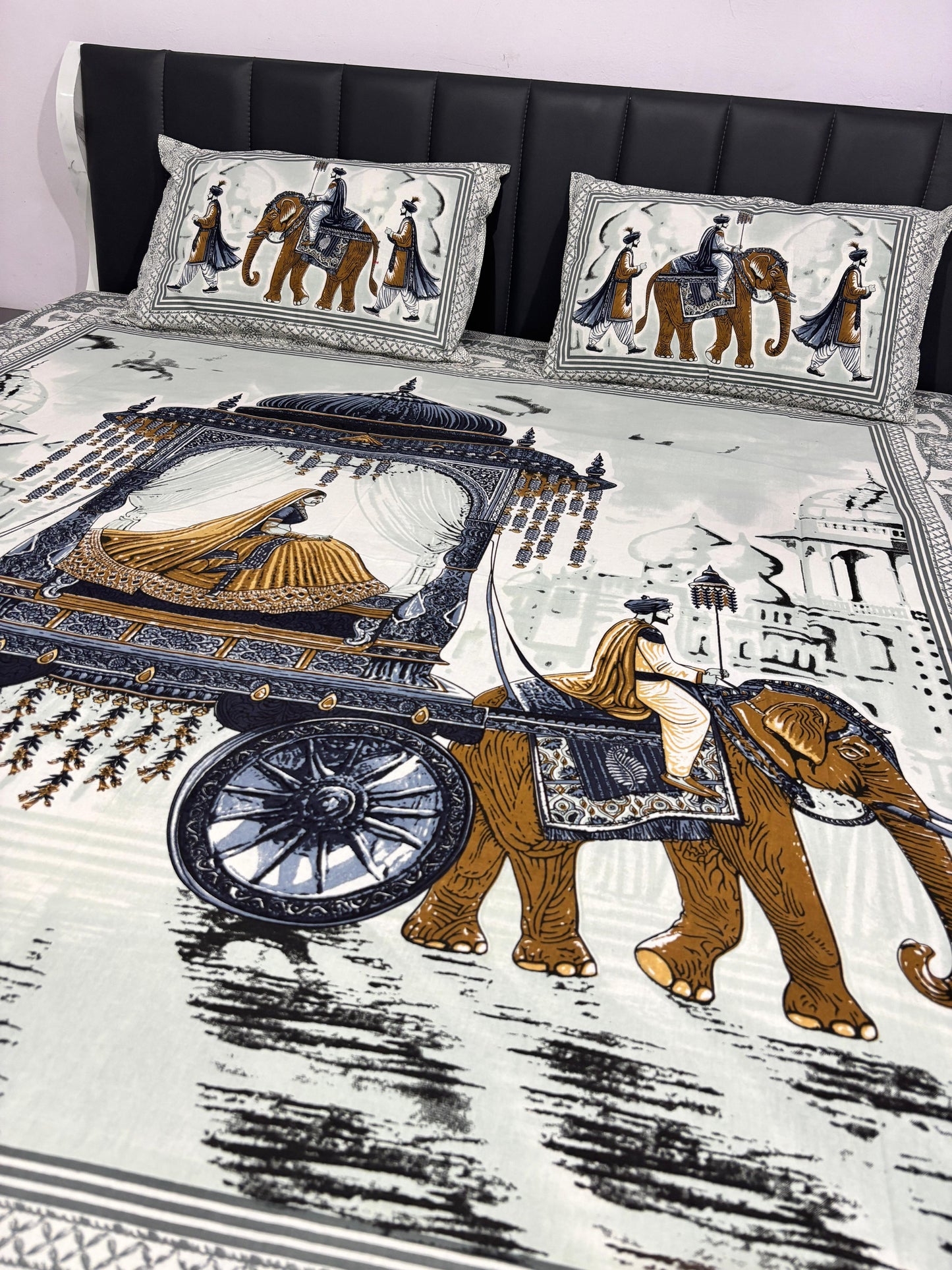 Printed Cotton Bedsheet Set – Full Size (93x108 inches)