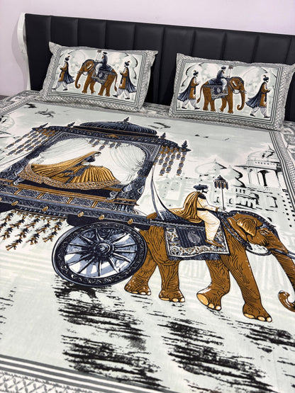 Printed Cotton Bedsheet Set – Full Size (93x108 inches)