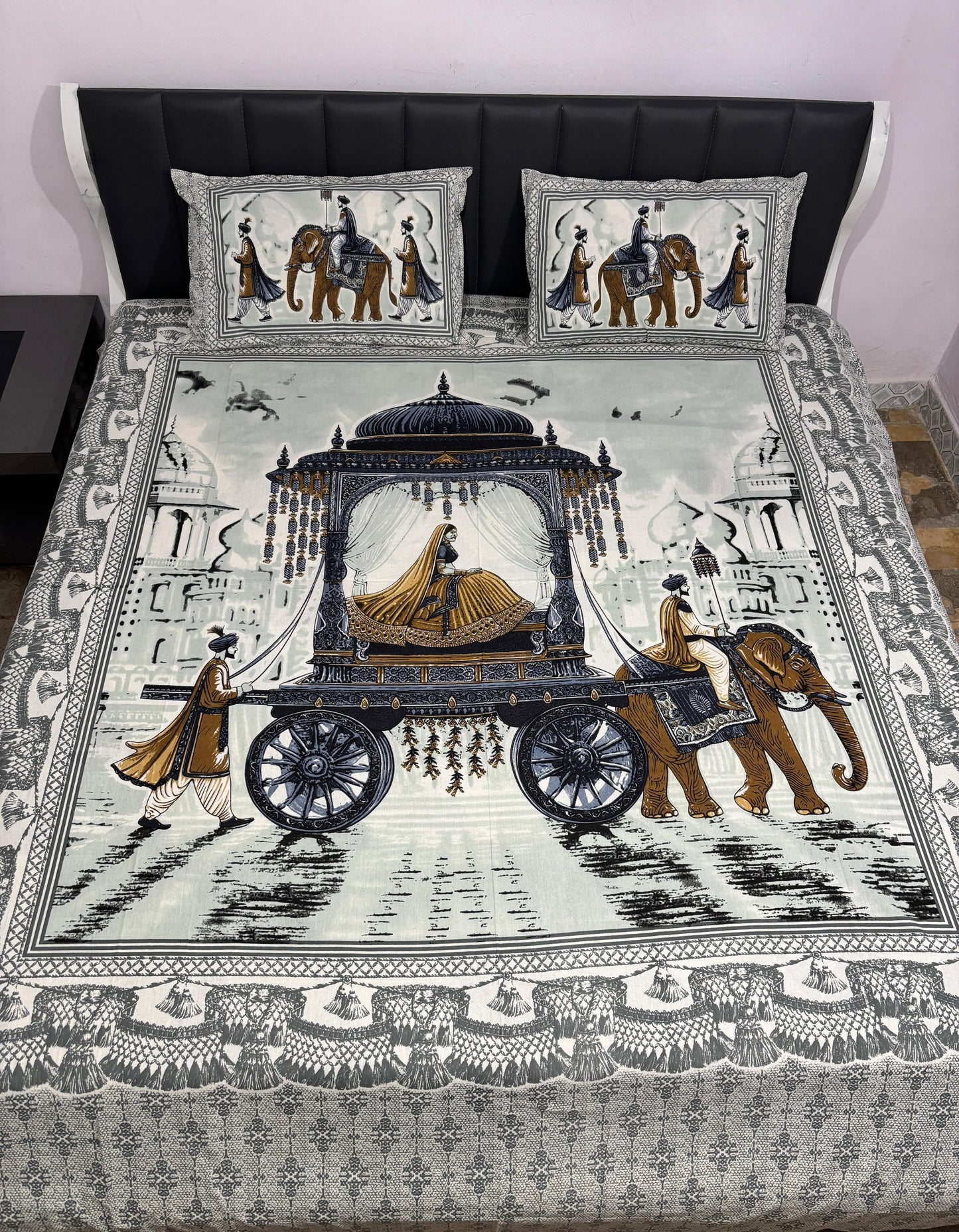 Printed Cotton Bedsheet Set – Full Size (93x108 inches)