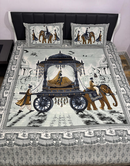 Printed Cotton Bedsheet Set – Full Size (93x108 inches)